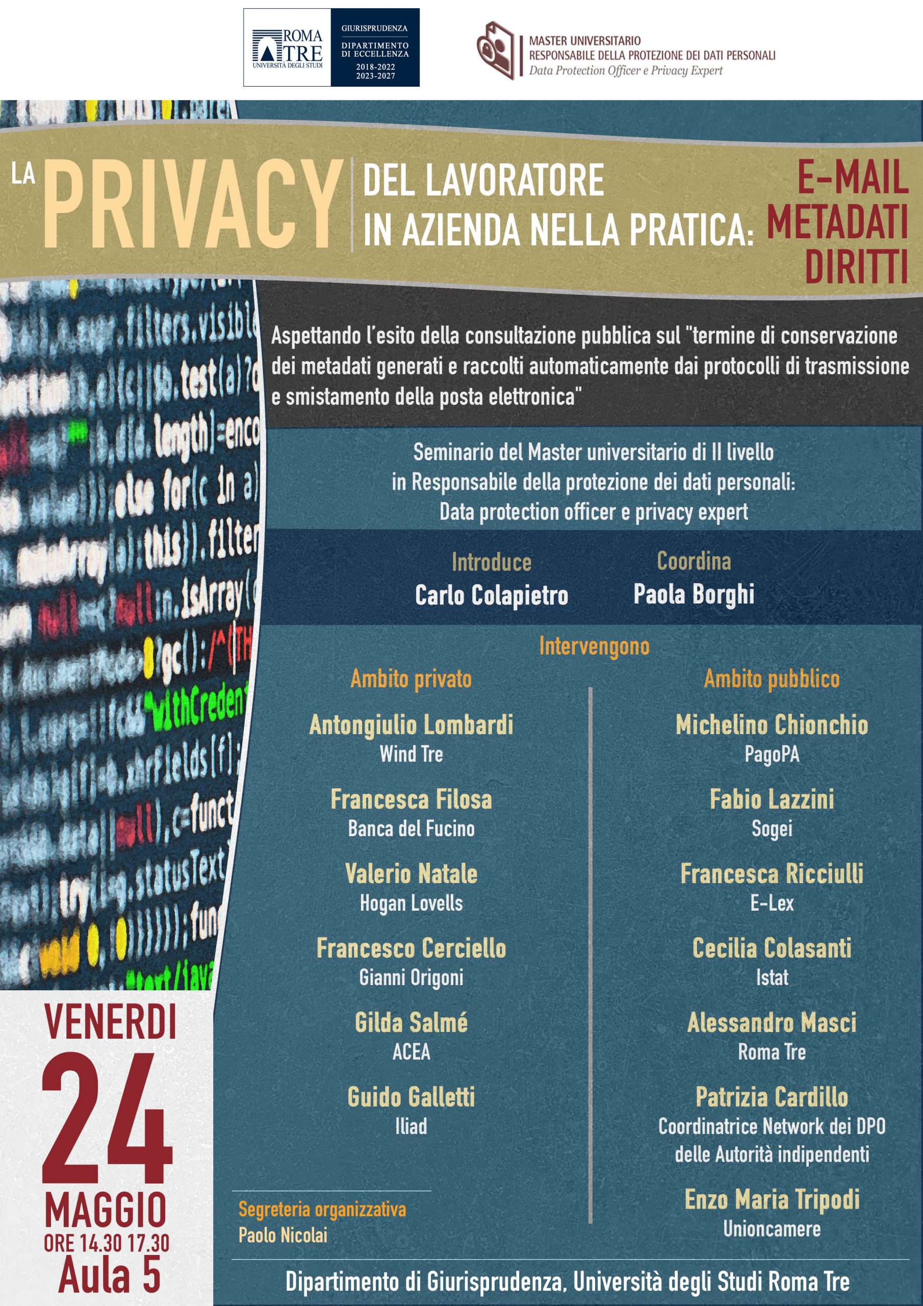 Locandina la privacy del lavoro in azienda