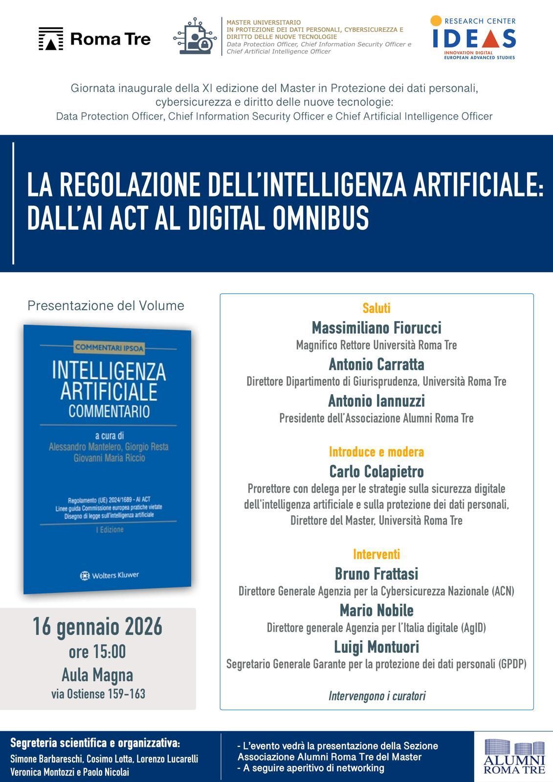 Locandina raffigurante la giornata inaugurale del master 2025/2026