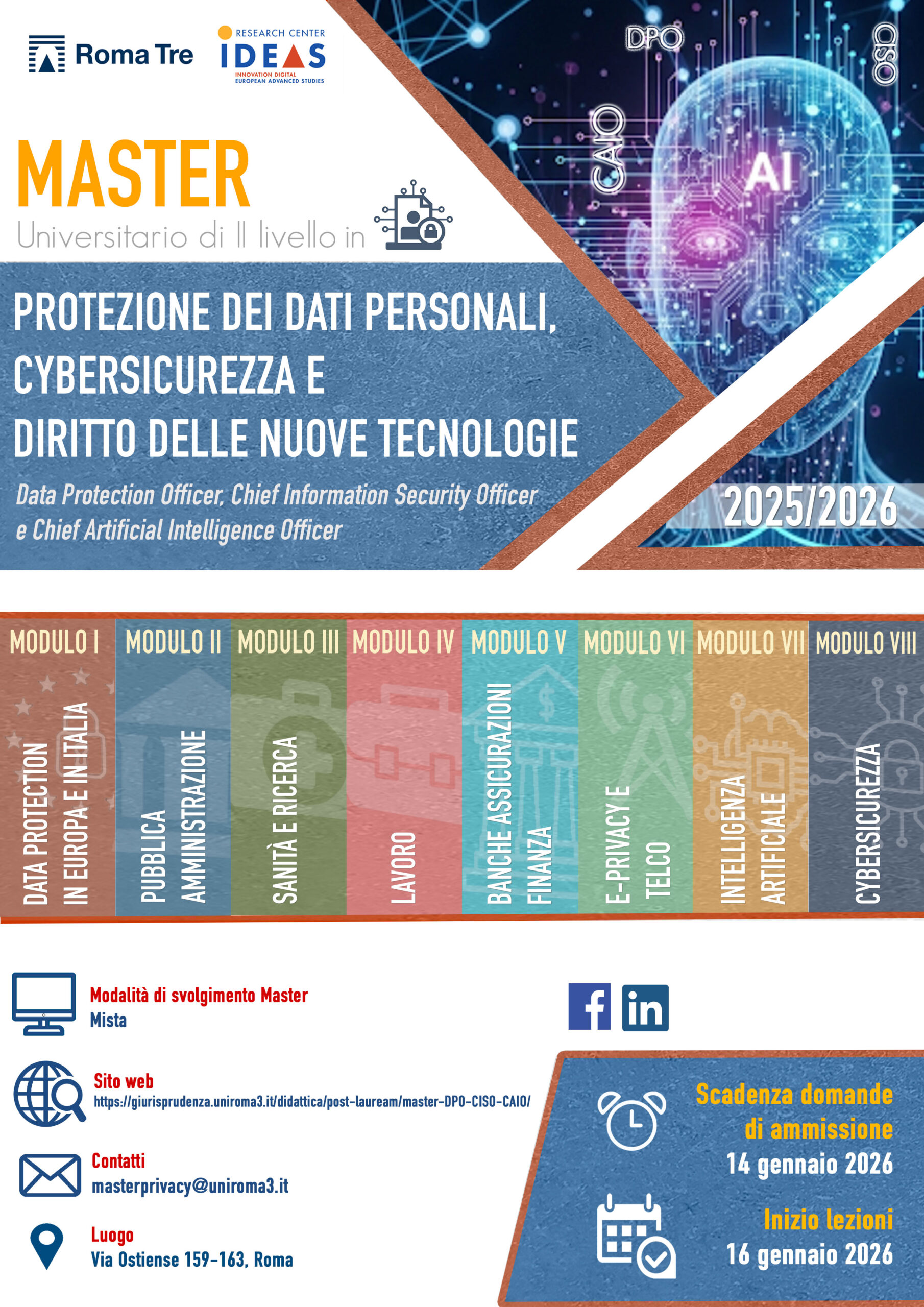 Locandina raffigurante la nuova edizione del Master 2025-2026